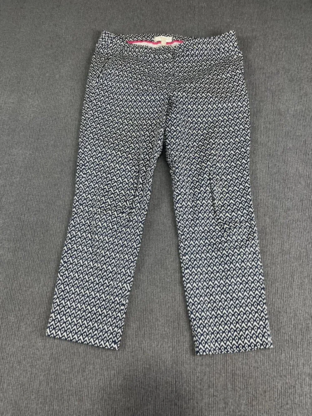 Kenar Womens Navy & White Geometric Print Cropped Pants Size 8